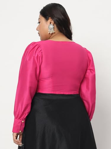 Image of studio rasa Women's Plus Size Chroma Button Down Crop Top for Wedding Festive Party