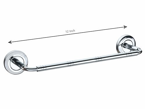 Image of Premium Towel Rod Chrome Finish Bathroom Accessories Hanger (Stainless Steel) Teel Towel Rod /Towel Rack for Bathroom /Towel Bar /Hanger /Stand /Bathroom Accessories (Pack of 1, 12 Inch Shape 1)