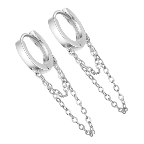 Boucles d'oreilles clip et collier double anneau avec pampille gland pour femme