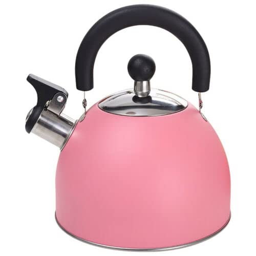 NEW 2.5L STAINLESS STEEL WHISTLING KETTLE CAMPING FISHING PINK