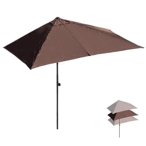 GSKDZG Parasol Para Terraza 200cm 250cm 270cm Pared Media Sombrilla Regulable En Altura Sombrilla De Playa Rectangular, Para Exterior, Jardín, Patio, Balcón(Coffee,200x100cm/6.5x3ft)