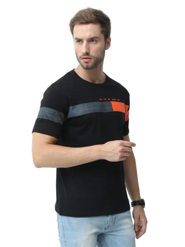 REYA Mens Cotton Printed Half Sleeve Regular fit Round Neck T-Shirt