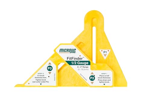 MICROJIG FitFinder 1/2 Gauge Wood Center Point Finder for Table Saw Blade, Joinery, Router, Bandsaw, Lathes and More, Woodworking Tools, FN12
