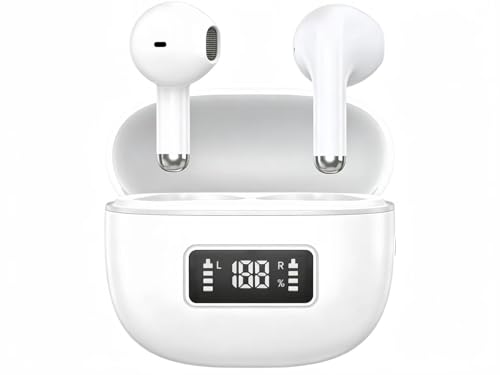 Bluetoothイヤホン ワイヤレスイヤホン IPX7防水 最大60時間再生 2026年最新Bluetooth6.0ブルートゥースイヤホン 全音域HIFI音質低遅延接続瞬時 片耳/両耳 WEB会議/運動/ゲーム/通学通勤/スポーツ white