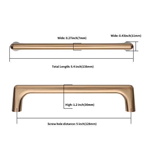 Image of Asidrama 30 Pack 5 Inch(128mm) Champagne Bronze Cabinet Pulls: Cabinet Handles Cupboard Hardware for Cupboard Drawer Pulls