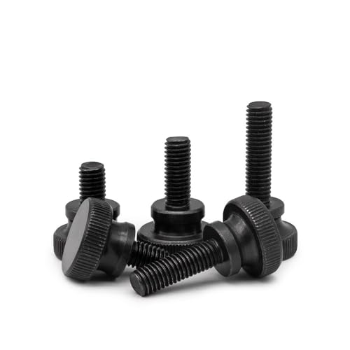 5pcs Knurled Screw Black Knurled Screw Shoulder Type M8 Carbon Steel Flat Bolts Length 10-50mm Metal Screws(M8*35)
