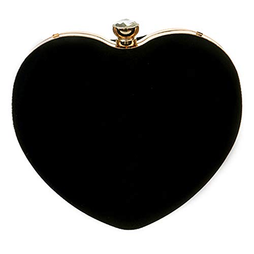 Image of Goclothod Women Heart Shape Clutch Purse Velvet Shoulder Bag Evening Handbags