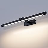 【Vielseitiges modernes Design】 Das LED Spiegellampe Bad gehäuse aus modernem Aluminiumdruckguss ist korrosions-, rost- und lichtecht, was seine Haltbarkeit erhöht. Der Lampenschirm ist aus gefrostetem, halbtransparentem Acryl gefertigt, hochwertig und langlebig, er erzeugt ein weiches und romantisches Licht im Raum.