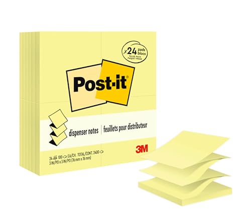 Post-it pop-up Notes, 3 x 3 in, Canary Yellow, 24 Pads, 100 Sheets/pad - image 1