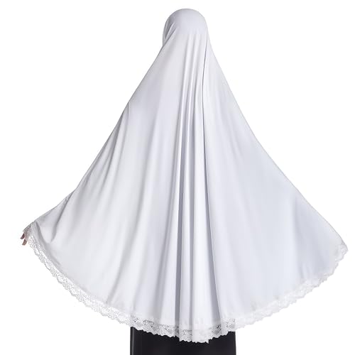 Prlemend Muslim Hijab for Women Dubai Silk Scarf Lace Head Wrap Scarves Solid Color Shawls