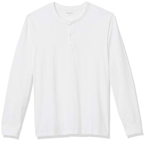 Amazon Brand - Goodthreads Men's Cotton Long-Sleeve Henley, Bright White, X-Large Tall