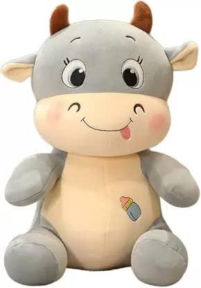 Image of Tinytotem Milky Moo Amul Milk Cow Soft Toy for Kids Plush Stuffed Cartoon Pet Kawai Animal Plushie Cattle Toys Doll Birthday Gifts for Friends Girls Decorative Toy 35cm