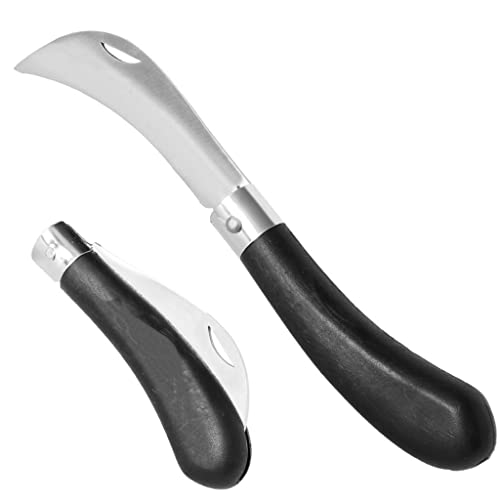Eğri Aşı ve Bağ Bıçağı, Paslanmaz Ceviz Aşı Ekipmanı, 20 Cm No:3, Siyah Plastik Saplı