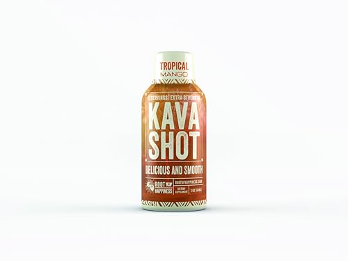 Root of Happiness Kava and Wellness Shot | 2oz | Tropical Mango Flavor | Non-Alcholic | Relaxing Shot | Dietary Supplament