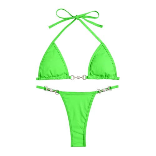 Traje De Baño De Una Pieza para Mujer Conjunto De Bikini para Mujers Traje De Baño Push Up con Copa Triangular Espagueti Traje De Baño De Dos Piezas Bikinis Brasileños Sexy Micro Bikini con Cuello