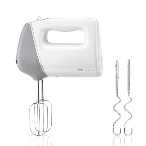 Ufesa Batidora Provence Amasadora de Varillas 600W, 5 Velocidades + Turbo, 2 Varillas Batidoras y 2 Amasadoras, Función Batir, Mezclar y Amasar, Botón Expulsión, Diseño Ergonómico, Repostería y Pan
