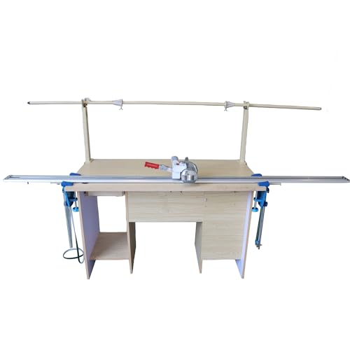 Image of HQHAOTWU High Speed Fabric Cutting Machine With 86" Rack & Digital Counter for Clothing, Textiles, Leather - Cloth Cutter & End Cutter 220V