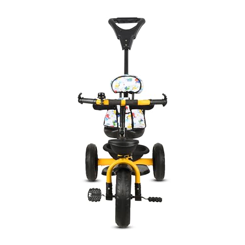 Image of Tricycle 1 Years to 5 Years with Removable Safety Guard and Parental Control Back Side Push Handle with Rubber Tyre for Kid's CR07 (Yellow 3)