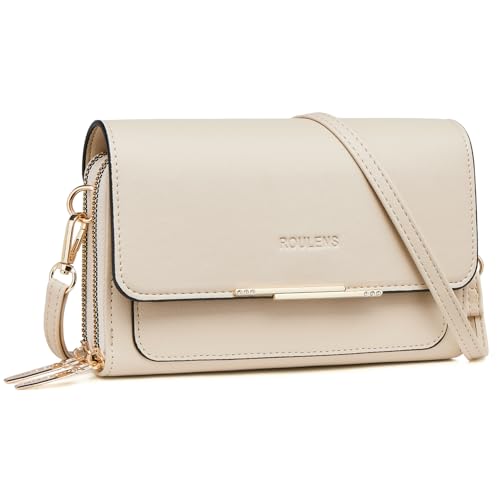 Roulens Klein Handy Umhängetasche,Damen Kleine Umhängetasche,PU Leder Crossbody Schultertasche Reisepass Handytasche mit Kartenschlitz Verstellbar Abnehmbar Schultergurt