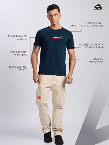 Image of ADRO Men's Graphic Printed 100% Cotton T-Shirt - Regular Fit, Printed T-Shirts for Men
