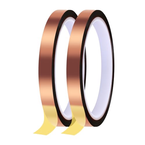 Image of 2 Rolls 10mm x 33m 108FT Up to 250℃(480℉) High Temperature Heat Resistant Tape, Adhesive Heat Tape for Sublimation,Electronics,Soldering,Circuit Board,Heat Press(Brown)