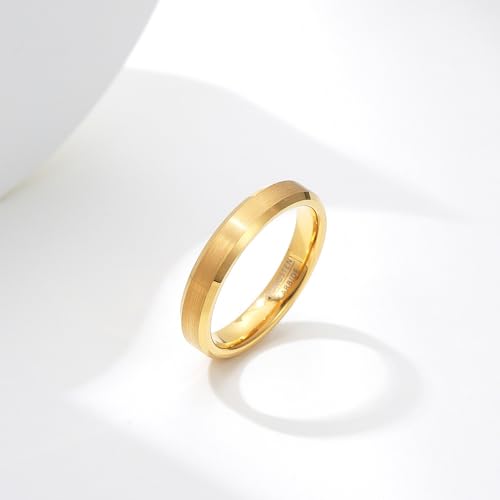 VQYSKO 4mm 6mm 8mm Tungsten Ring for Men Woman Wedding Band Engagement Ring Width | Silver Beveled Edges Matte Brushed Finish Comfort Fit | Size 5-124