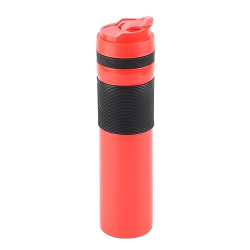 Acouto Travel French Press 350ml Portable Bottle Tea Coffee Maker Drinking Water Cup Mug for Travelling Camping Outdoors Red