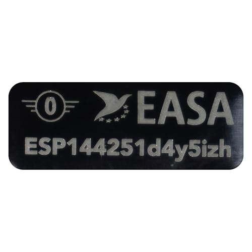 Roboterwerk - Placa identificativa para drones para DJI Neo y series DJI Mini - 20x8 mm con dron EASA clase C-0 | Negro o Plata | Señal de aluminio que cumple con la EASA