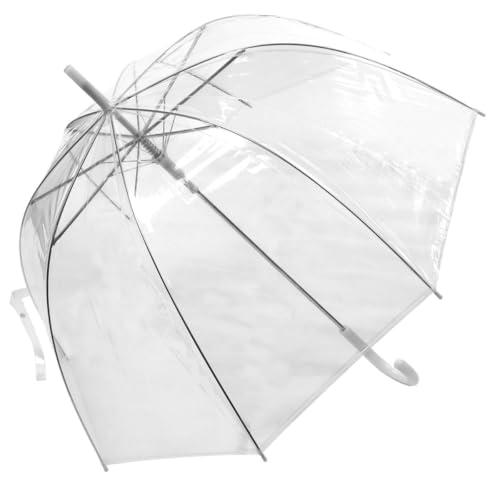 Buystarget Windproof Umbrella Large Stormproof Automatic Umbrellas or Men Women Compact Classic Waterproof Dome Canopy Durable Strong 8 10Ribs Auto Open Rain Sun Travel Business Wedding (Clear Domed)