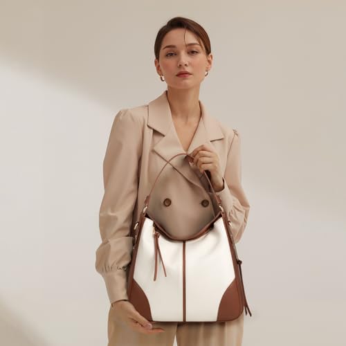Image of Realer Hobo Crossbody Bags for Women Designer Faux Leather Hobo Handbags Retro Large Size Shoulder Bag Bucket Purse