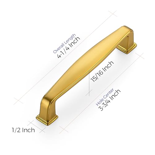 Image of Ravinte Gold Cabinet Handles Solid Drawer Pulls, 3-3 /4 Inch, 60 Pack | Zinc Alloy, Smooth Bar Grip, Kitchen Cabinet Update, For Cupboards, Drawers, Dressers, Cabinet Doors, Furniture Hardware