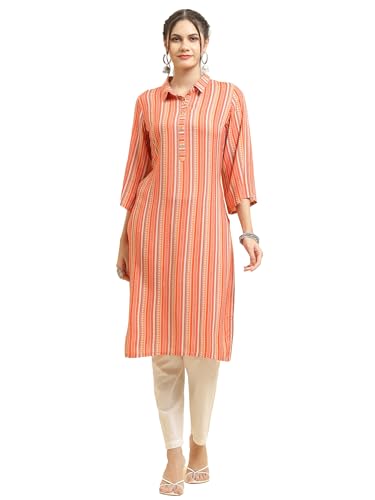 Image of Shree Women Liva (Rayon) White Floral Print Kurta