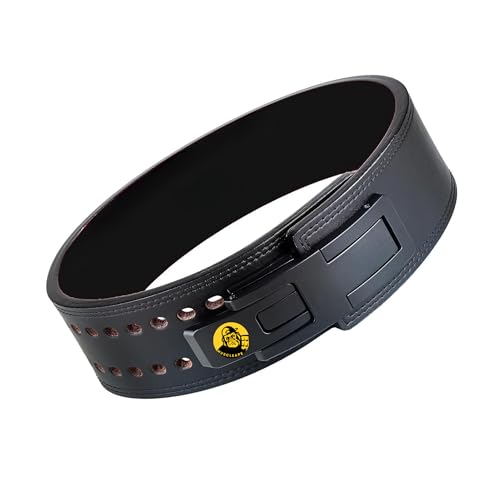 Image of Muscleape 10mm Lever Belt. 4 inch Wide Genuine Leather. Quick-Release Steel Alloy Lever. Adjustable Powerlifting Belt With Lifetime Brand Warranty. Hard Leather For Professional Athletes. (S)