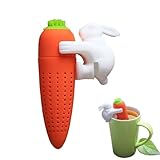 HADEWEITE tea infuser for loose leaf tea，tea strainers for loose tea ，silicone loose leaf tea steeper，cute tea infuser for loose leaf tea Make tea making fun (Christmas carrot bunny)