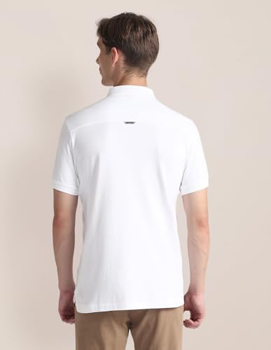 Image of Ribbed Collar Solid Polo Shirt
