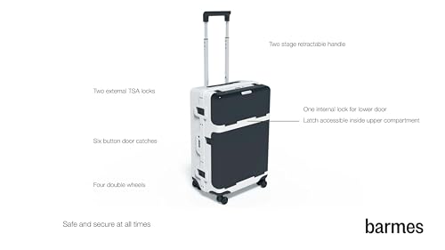 BARMES Design CarryOn Luggage, Quality Material, Practical Features, Easy Access Compartments, Professional Modern Look (BLACK-WHITE)2