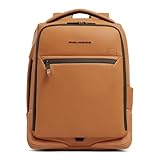 Piquadro Mochila de viaje resistente al agua para portátil Hombre tejido naranja ladrillo