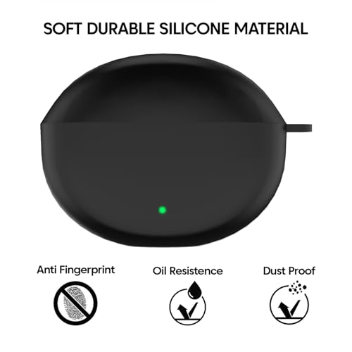 Image of Sounce Earphone Case Cover Compatible for OnePlus Nord Buds 3, OnePlus Nord Buds 3 Pro Soft Silicone Skin Case Cover Shock-Absorbing Protective Case with Keychain [Front LED Visible] (Black)