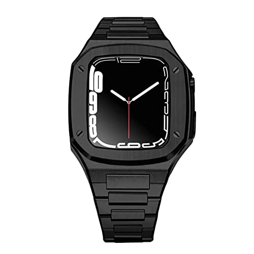 Bracelet Apple Watch 45mm en acier inoxydable luxe avec coque de protection antichoc