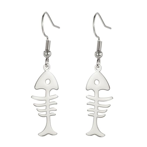 UNIFT Pendientes de espina de pescado para mujer, acero inoxidable,