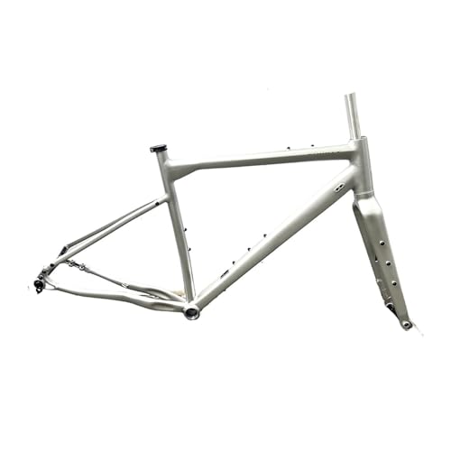 Bike Frame Thru Axle S/M/L Bicycle Frameset With Aluminum Alloy Front Fork Road Maximum Tire Volume 700x40C(Silver,458mm(160-173