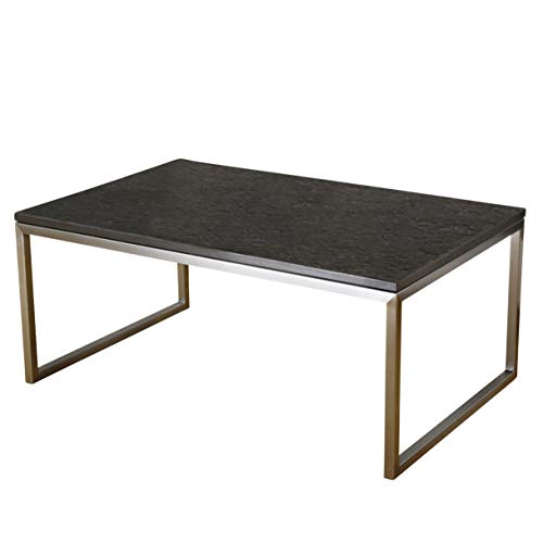 Couchtisch Stein rot Madrid Naturstein Multicolor Red, 80 x 80 cm, Höhe 35 cm, Design Wohnzimmertisch Edelstahl Granit Marmor, Couch Tisch Cover