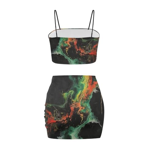 Image of 2025 Sexy Spaghetti Strap Crop Tops and Bodycon Skirt Casual 2 Piece Set S-4XL