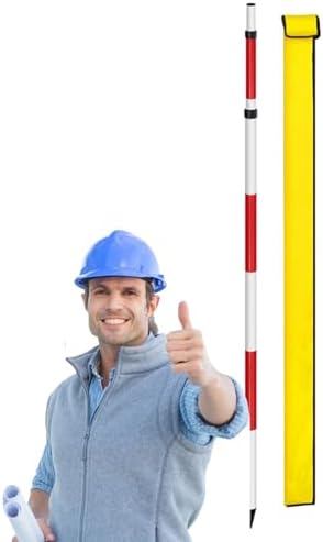 Adjustable Teles Aluminum Survey Rod with Carry Bag - Professional Prism Pole for Accurate Land Surveying & Measurements