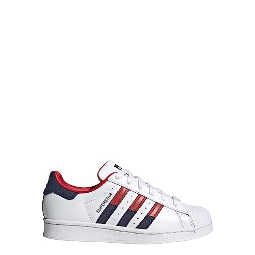 adidas Originals Superstar Sneaker, White/Better Scarlet/Night Indigo, 5 US Unisex Big Kid