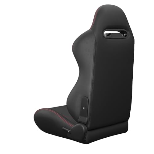 2 Pcs Universal Bucket Racing Seats, PVC Leather Adjustable Car Seats with Dual Sliders