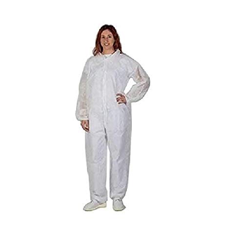 Buzo Mono sin Capucha Talla XL protección médica, Laboratorios o Trabajos de Bricolaje. Blanco