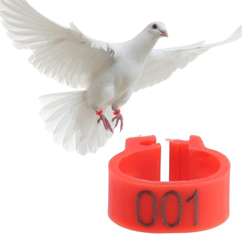 Bagues oiseaux 8mm rouge numérotées pour suivi de volière