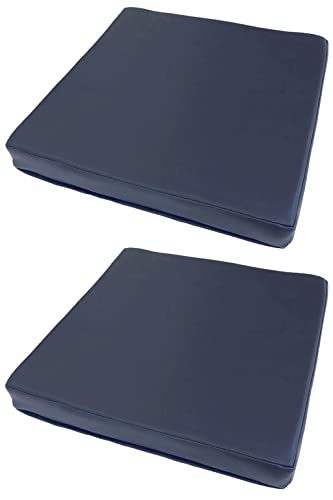 金鵄 レザークッション 日本製ウレタン 低反発 高反発 座布団 コラム 40x40x5 (ネイビー, 2)