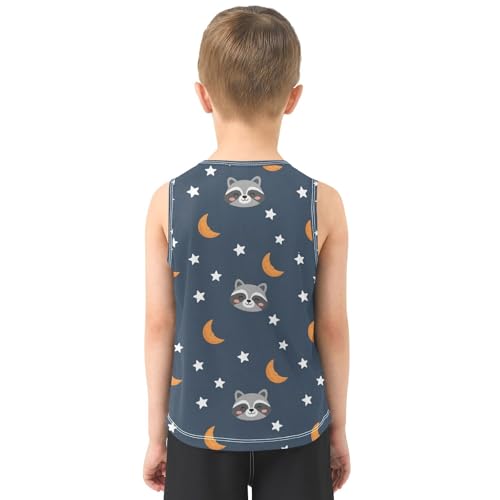 J JOYSAY Raccoon Star Moon Blue Boys Tank Top Sleeveless Muscle Shirts Quick Dry Sport Active Workout Kids T-Shirts 3-15T3